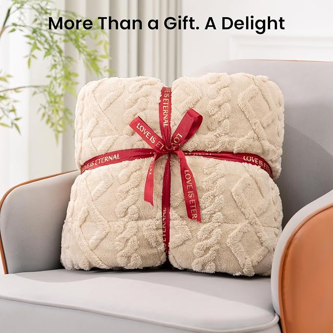Weighted Blanket Queen Size 15lbs, Classy Soft Jacquard Sherpa Weighted Blankets - Image 6