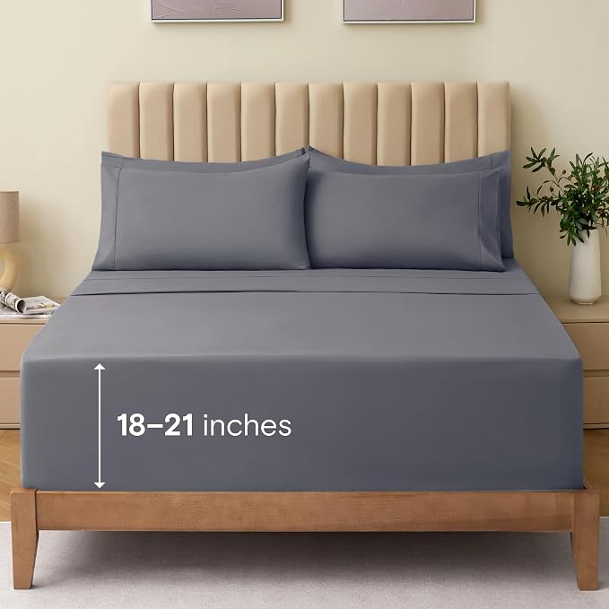 LuxClub 4 PC Full Size Sheet Set Bed Sheets Deep Pockets 18" Wrinkle Free by LuxClub