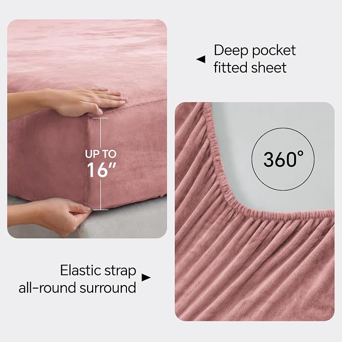 BEDELITE Flannel Sheets Twin Size Dusty Pink - Image 4