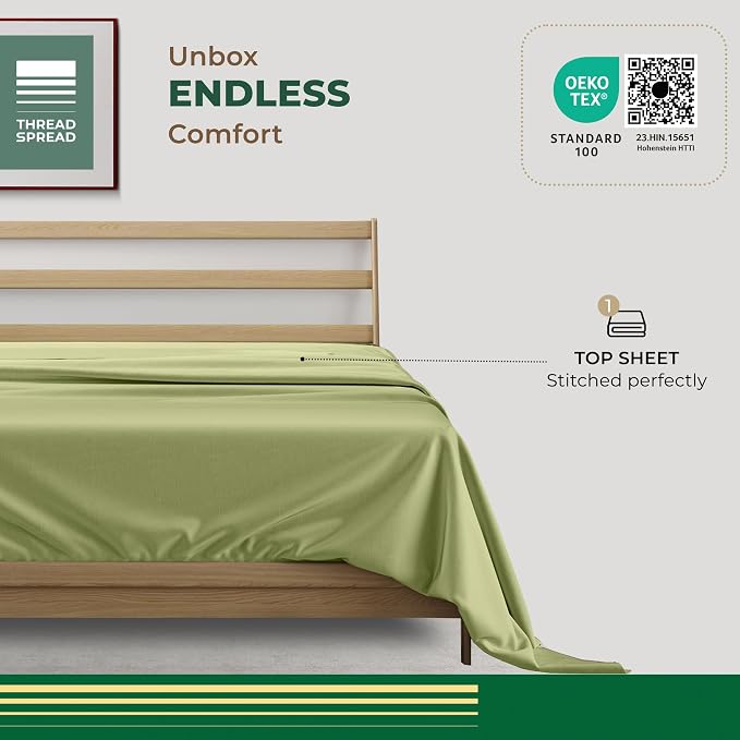 THREAD SPREAD 100% Organic Cotton Percale Flat Sheet King Size - Image 3