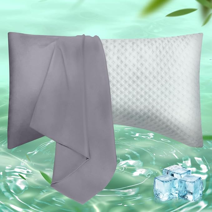 Curved Pillow Case Queen Size, Side Sleeper Pillow Cases Cover Cooling Rayon by JamRest