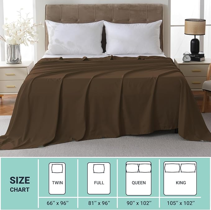 ZPECC King Flat Sheet Only 6 Pack, Durable Brown Top Bed Sheets Hypoallergenic - Image 5