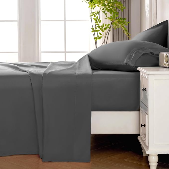 ROSE&RISY Dark Grey Soft Twin Sheet Set, 3 Pieces Bedding Sheets Sets, - Image 3