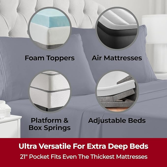 Mellanni Extra Deep Split King Sheets - Image 2