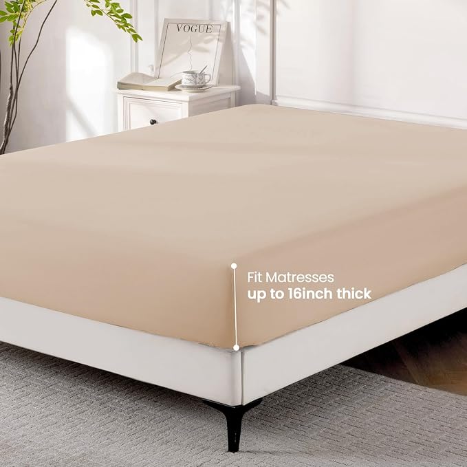 ROSE&RISY Khaki Fitted Sheet, Soft and Breathable - Image 4