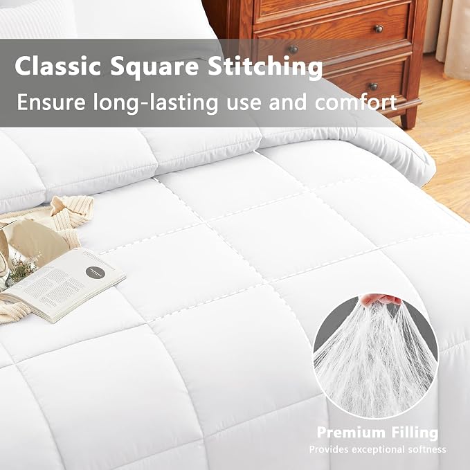 CozyLux Queen Size Comforter Sets White - Image 2