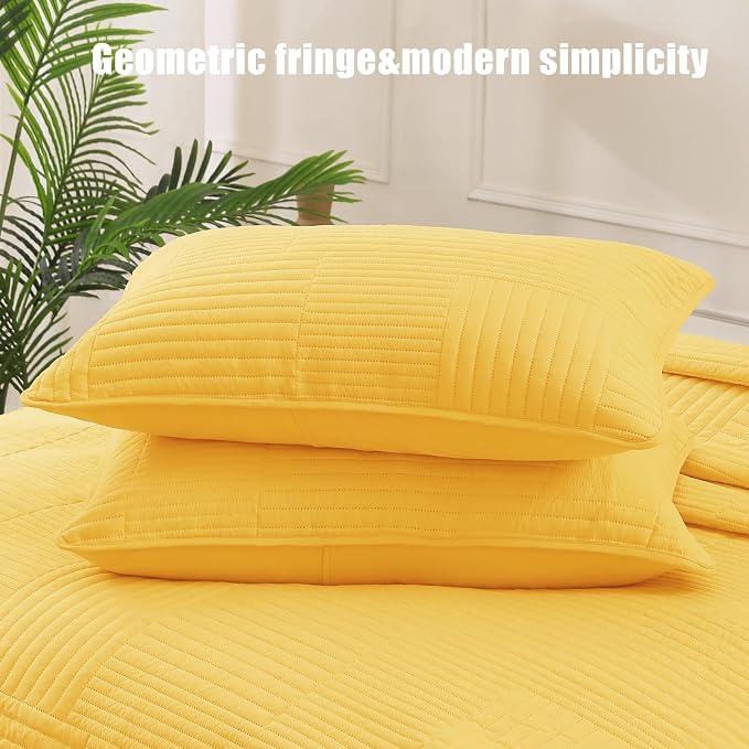 Whale Flotilla Ultra Soft Twin Quilt Bedding Set, Lightweight Microfiber Yellow - Image 6