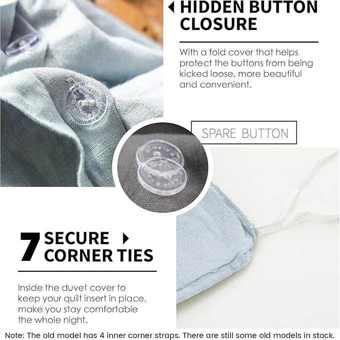 Simple&Opulence 100% Linen Duvet Cover Set 2pcs Basic Style Natural French - Image 3