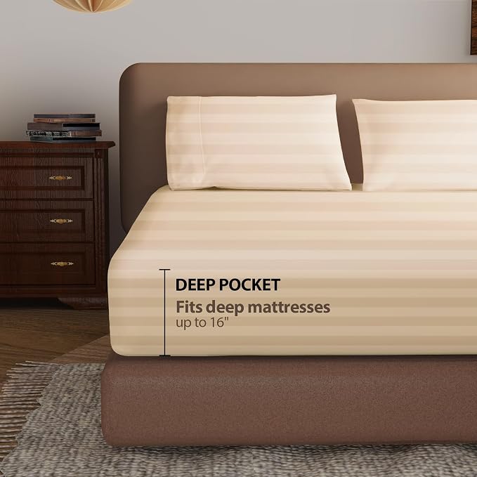100% Egyptian Cotton Fitted Sheet King Size, 600 Thread Count, Single Fitted - Image 2
