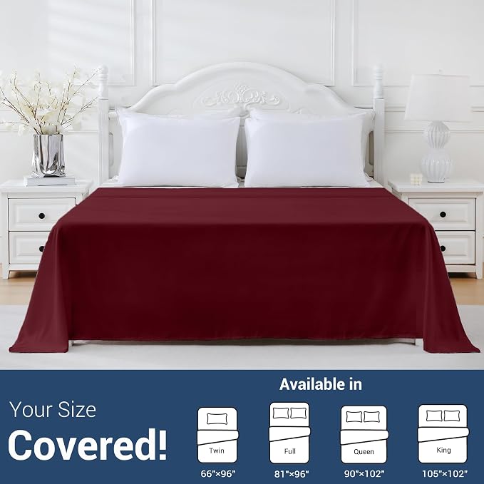 Queen Flat Sheet Only, 1 Pack Top Bed Sheets, Soft Breathable Brushed - Image 5