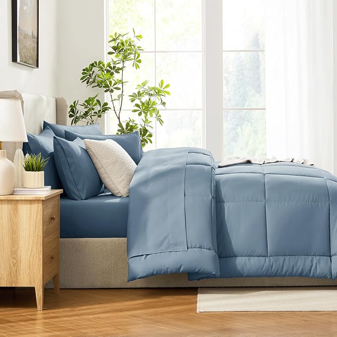 CozyLux California King Comforter Sets Mineral Blue, 7 Pieces Cal King Bed in a - Image 9