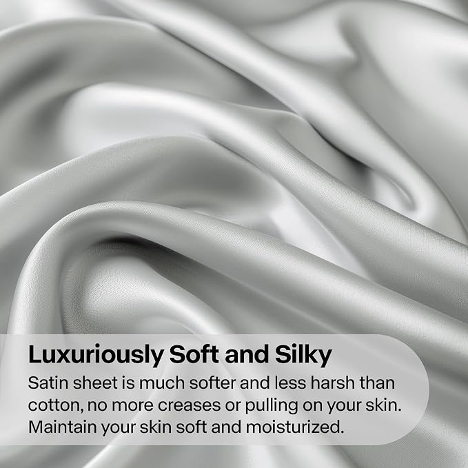 BEDELITE Satin Fitted Sheet and Pillowcases Set, Luxury Soft Similar to Silk - Image 3