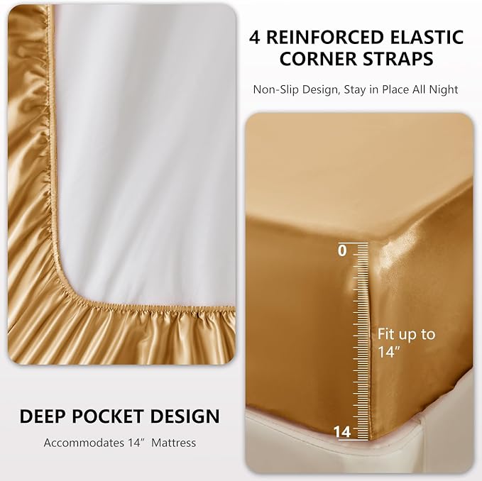 CozyLux Satin Sheets King Size Sheet Set - Image 4