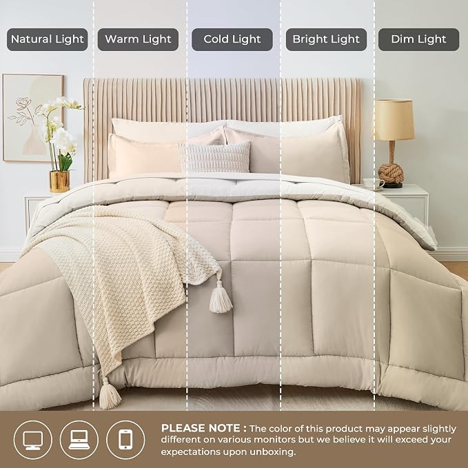 Sasttie California King Comforter Set, 7 Pieces Reversible Cal King Bed in a Bag - Image 7