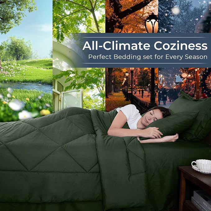 HEVUMYI Army Green Full Comforter Set - Image 3