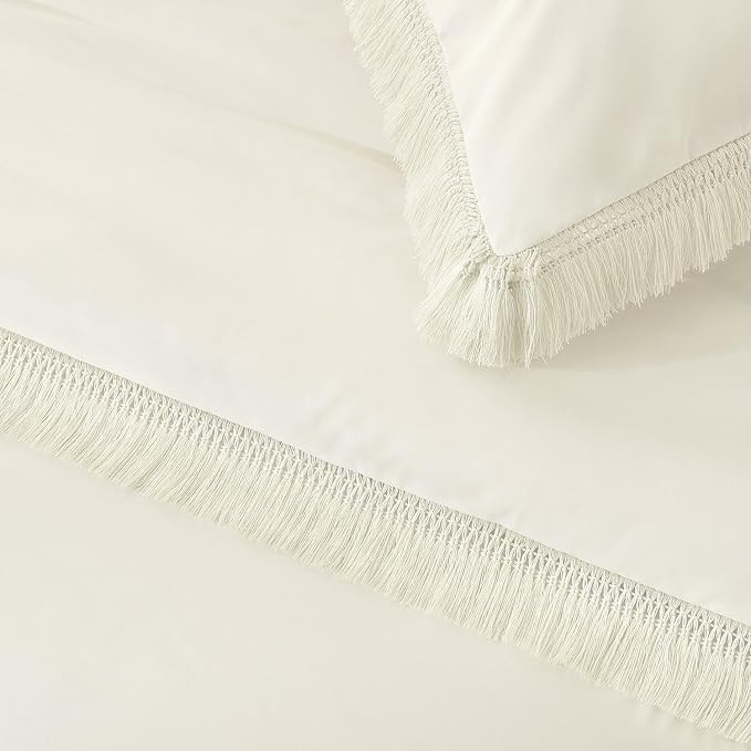 Andency Comforter Oversized King Ivory 120x98, 3 Pieces Boho Winter Lightweight - Image 8