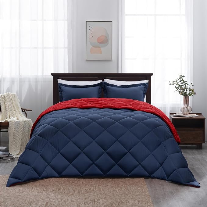 Basic Beyond King Size Navy and Red Comforter Set - Image 8