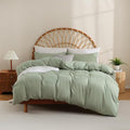 JSD Sage Green Duvet Cover Set King Size, 3 Piece Duvet Cover by JSD