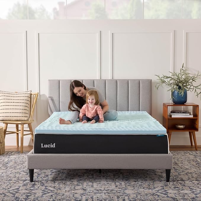 LUCID 2 Inch Gel Memory Foam Mattress Topper, Queen size – 5 Zones – Cooling - Image 7