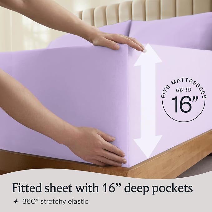 LuxClub 4 PC Full Sheet Set, Deep Pockets Wrinkle Free Cooling Bed Sheets Hotel - Image 6