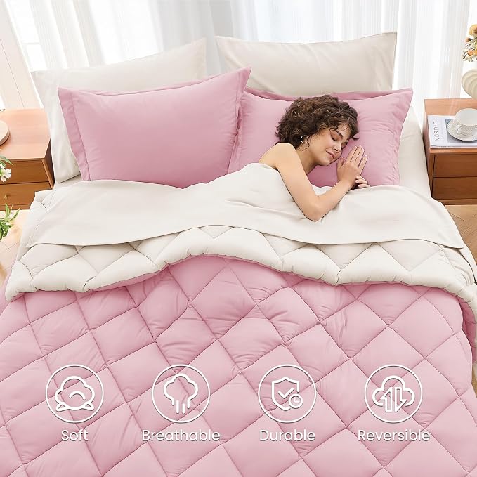 MUXHOMO 7 Pieces California King Comforter Set, Reversible Bed in a Bag Cal - Image 6