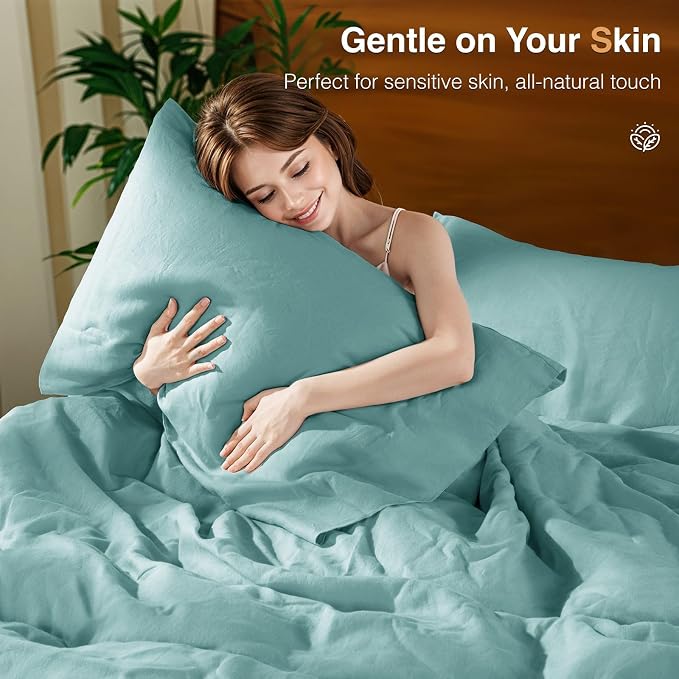 SONORO KATE 100% French Linen Duvet Cover King Size, Soft Breathable - Image 6