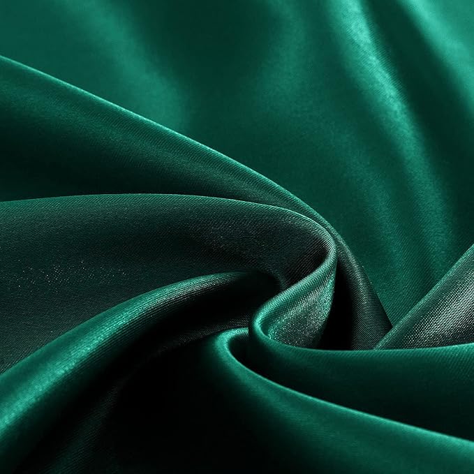 Homiest Blackish Green Satin Fitted Twin XL Size Bed Sheet, Deep Pocket - Image 4