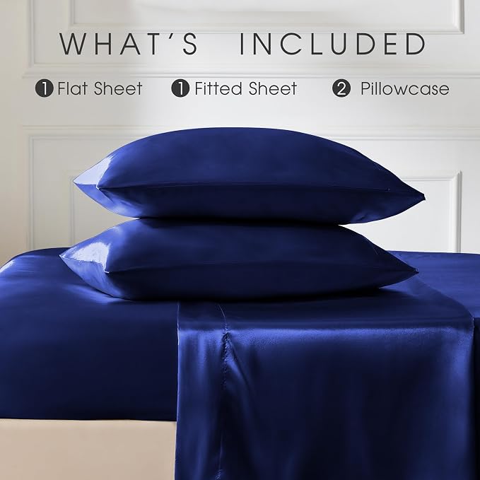 FreshCulture Satin Sheets Queen Size Bed Set- 4 Piece Luxury Soft Silky Queen - Image 3