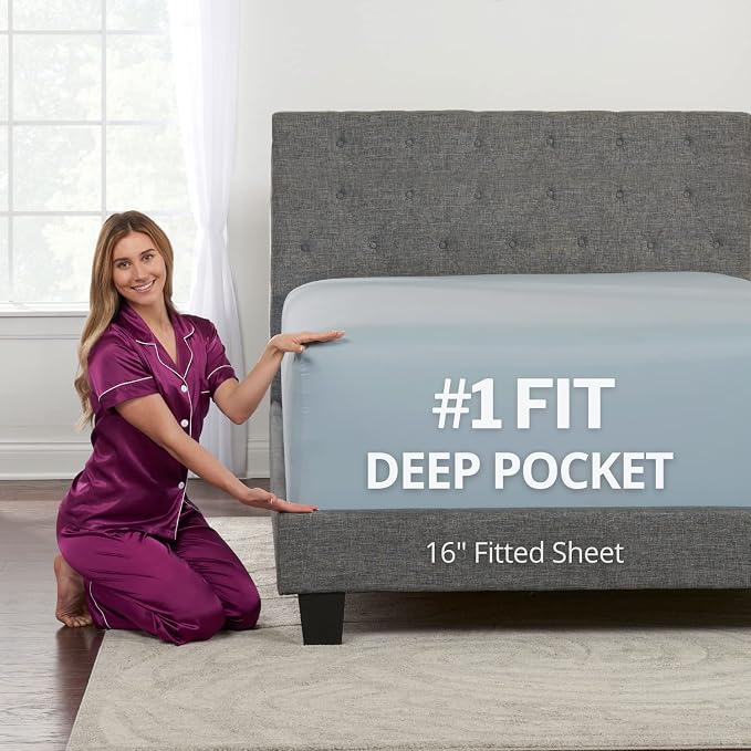 King Fitted Sheet – REAL Extra Deep Pocket King Size Fitted Sheet Only – Your by DeaLuxeBedding