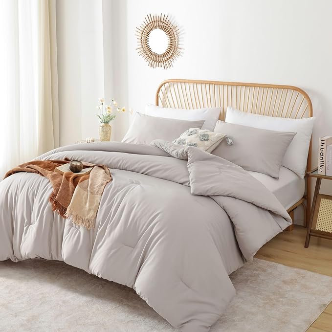 ROSGONIA Comforter Full Size for Girls Boys Teens Linen Grey - Image 4