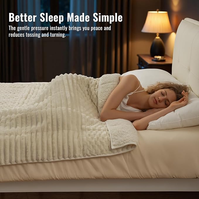 Uttermara Weighted Blankets for Adults Queen Size 20lbs, Soft Warm Sherpa - Image 3