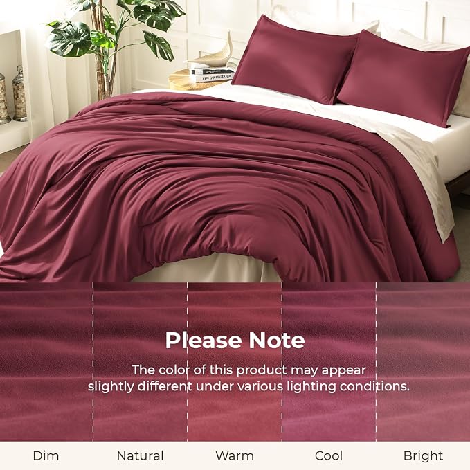 Litanika Burgundy Red Comforter Set Twin/Twin XL Size, 2 Pieces Lightweight - Image 8