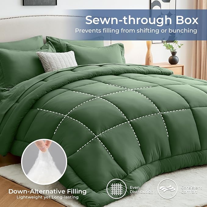 Sasttie Full Size Comforter Sets, 7 Pieces Bed in a Bag Full, Complete Bedding - Image 3