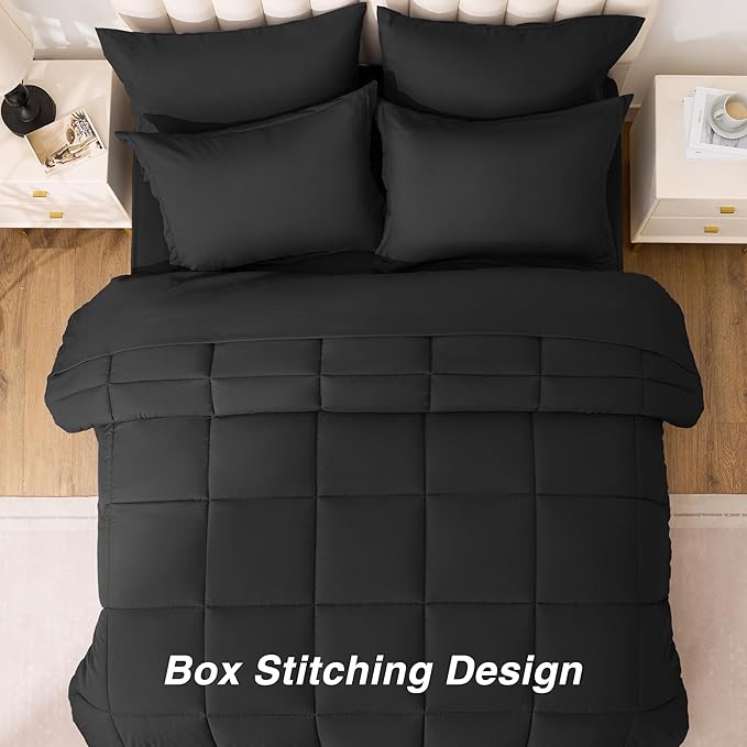 Love's cabin Twin Comforter Set Ash Black, 5 Pieces Twin Bed in a Bag, All - Image 4