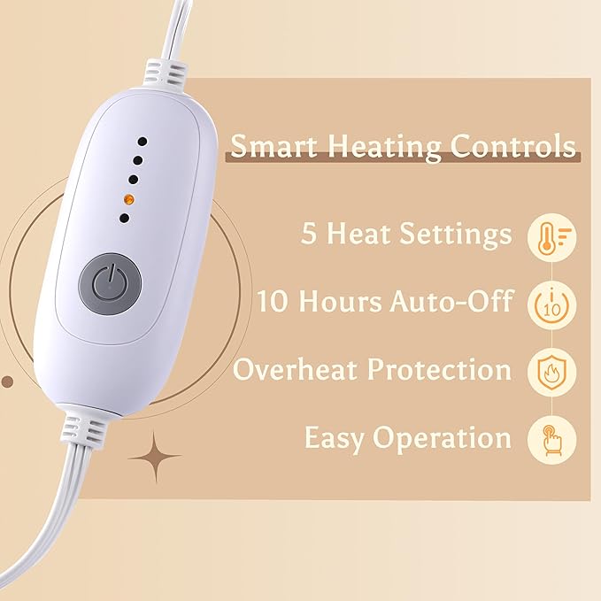 Electric Heated Blanket Full 72"x84"- 5 Heat & 10H Auto-Off, ETL Certified - Image 5