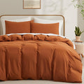LOVQUE Burnt Orange Cotton Duvet Cover Queen Size, Linen Like Natural Bedding by LOVQUE