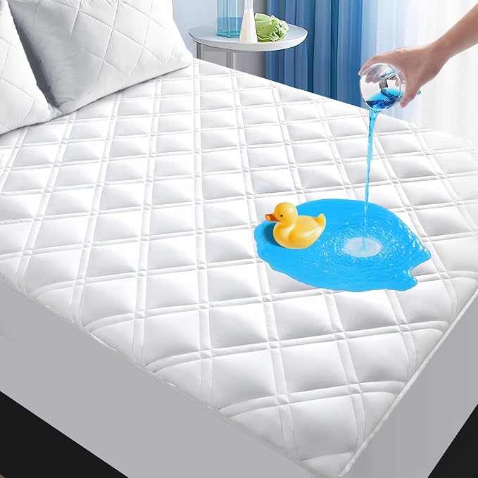 MEELUS Padded Queen Mattress Protector, Breathable Waterproof Mattress Pad by MEELUS