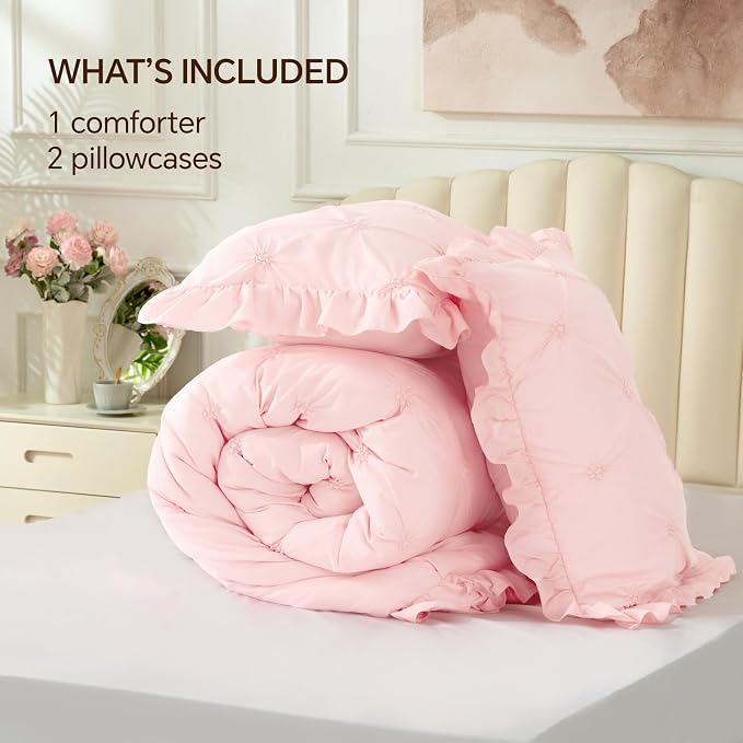 BEDELITE Baby Pink Comforter Set Queen - Image 6
