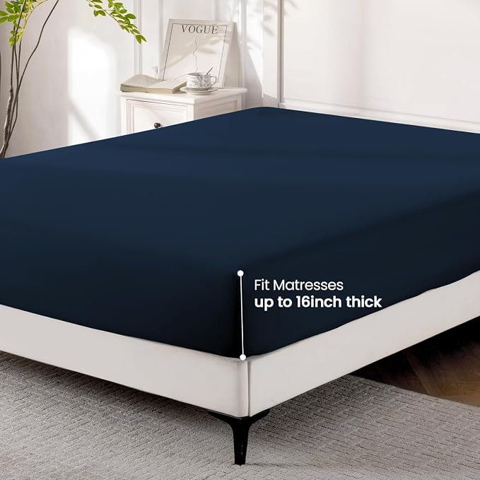 ROSE&RISY Dark Grey Queen Fitted Sheet, Soft and Breathable - Image 3