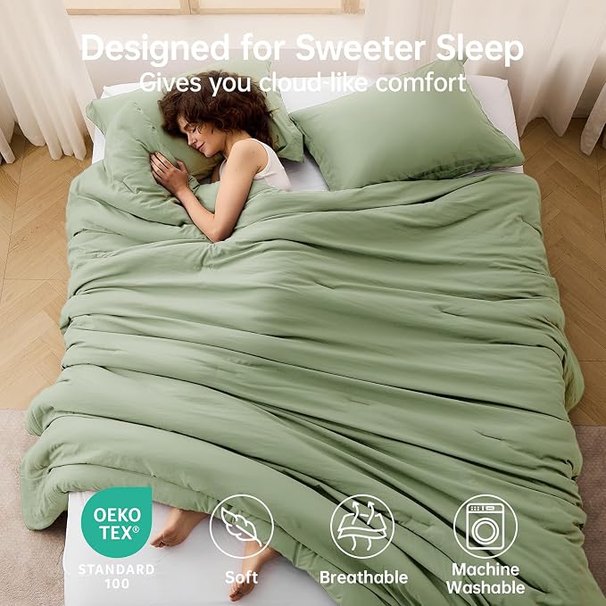MUXHOMO Green Full Comforter Sets, All Season Ultra Soft Down Alternative - Image 2