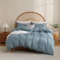 JSD Dusty Blue Duvet Cover Set Queen Size, 3 Piece Duvet Cover by JSD