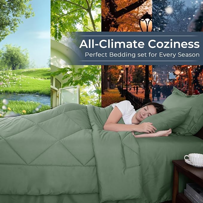 HEVUMYI Sage Green King Comforter Set - Image 3