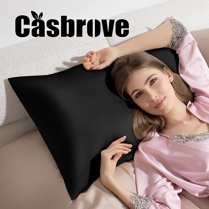 Silk Pillow Cases 2 Pack Mulberry Silk Pillow Cases Soft Breathable Both Sided - Image 3