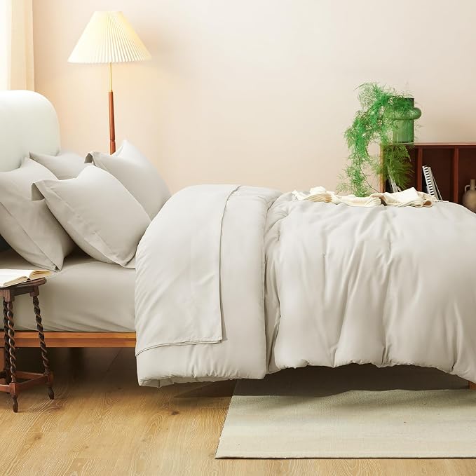 CozyLux Oversized King Comforter Set Beige, 7 Pieces Bed in a Bag Comforter Set - Image 7