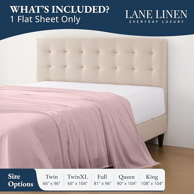 Lane Linen 100% Organic Cotton Cal King Size Flat Sheet Only - Image 2