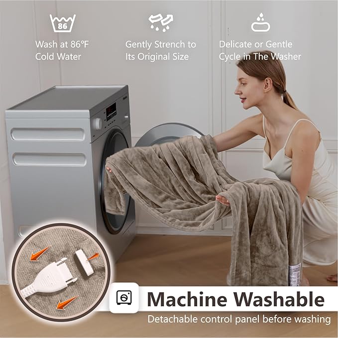Wapaneus Heated Blanket Electric Blanket 72" x 84" Full Size - Image 4