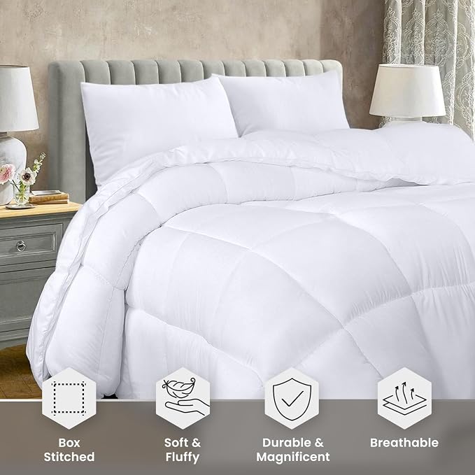 Utopia Bedding California King Comforter Duvet Insert, Quilted White Comforter - Image 3