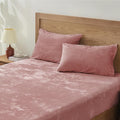 BEDELITE Velvet Fitted Sheet and Pillowcases Set, Luxury Soft Fuzzy Bottom Sheet by BEDELITE