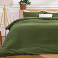 Green Duvet Cover King, 100% Sandwashed Cotton Soft King Size Duvet Cover Set 3 by Unknown