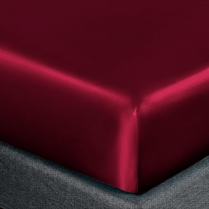 Homiest Burgundy Satin Fitted Sheet - Image 3